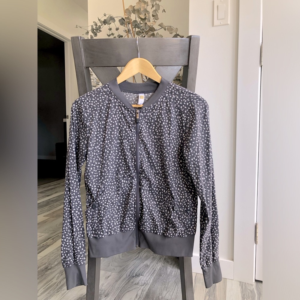 Grey and White Heart-print Lolë Sport Jacket